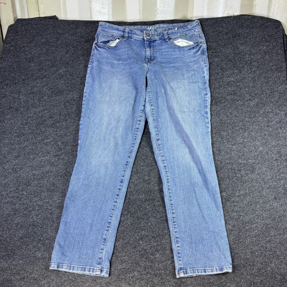Style & Co Curvy Boyfriend Jeans Womens 8 Blue Denim Cotton Stretch Straight Leg